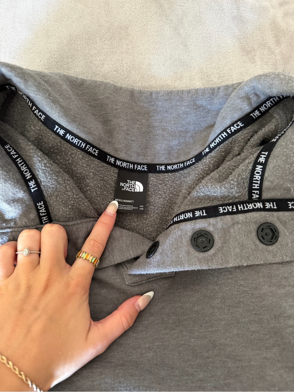 The North Face Heather Gray Hooded Fleece Pullover